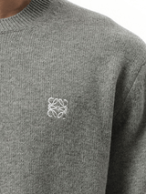 Loewe Anagram Embroidered Knit Sweater in Grey Melange