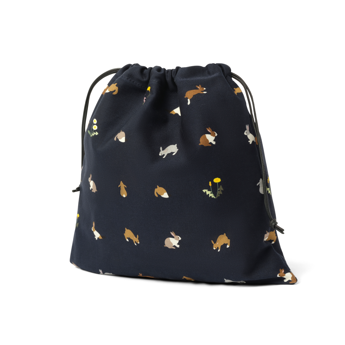 Bunnies Drawstring Pouch in Deep Navy