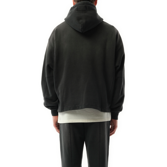 Step Hem Hoodie in Stained Black