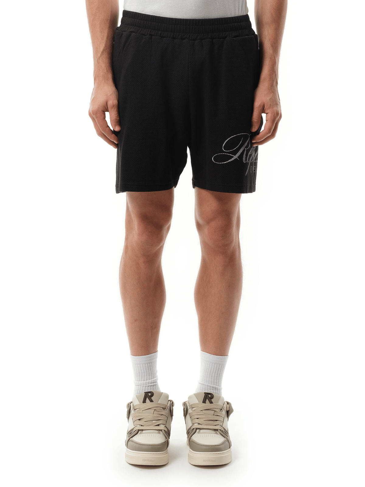 Represent Represent Owners Club Script Mesh Shorts in Black