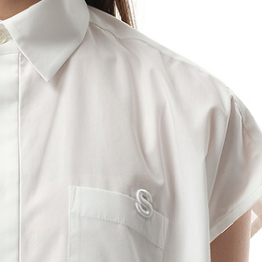 S Cotton Poplin Shirt in Off White