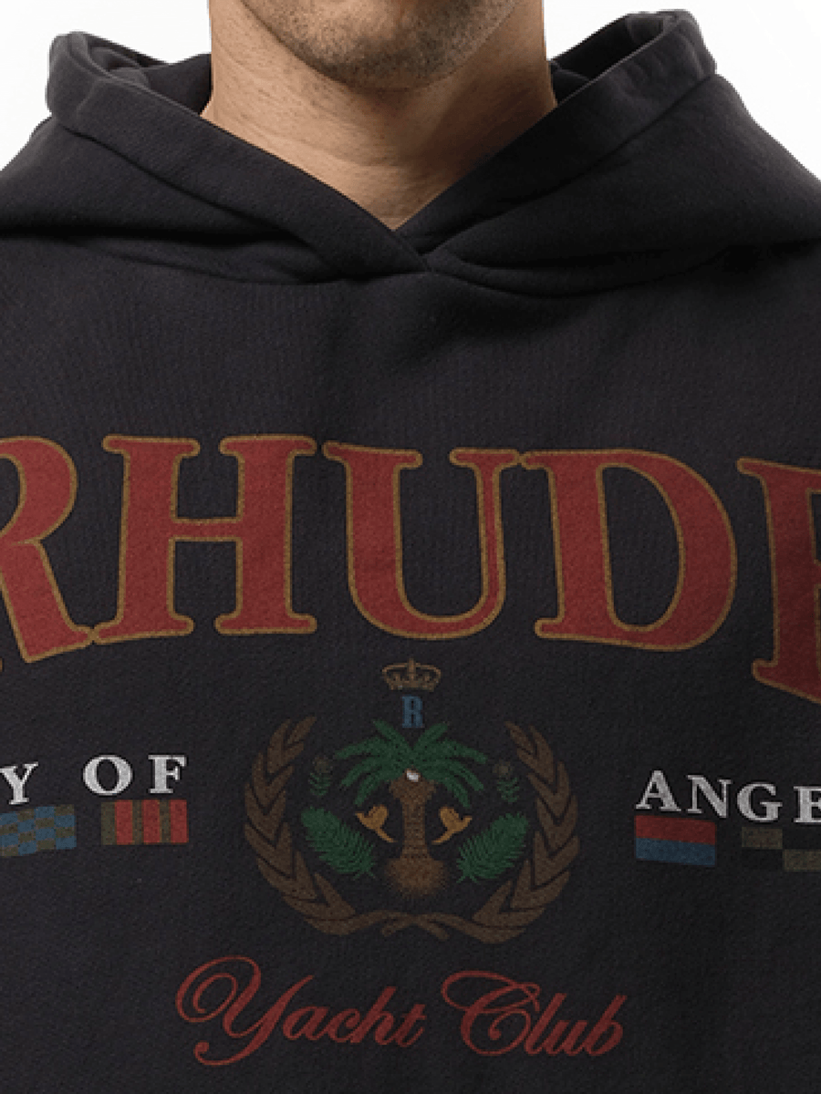 Rhude Bay of Angels Yacht Hoodie in Vintage Black