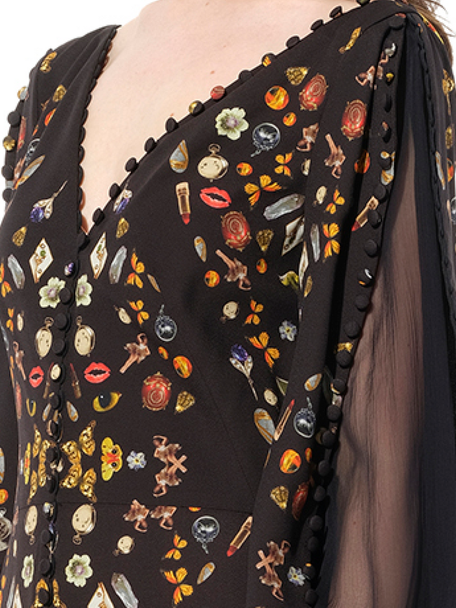 Long Sleeve Silk Dress in Black