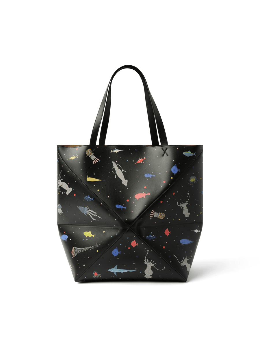 Loewe Suna Fujita Deep Sea Puzzle Fold Tote XL in Black