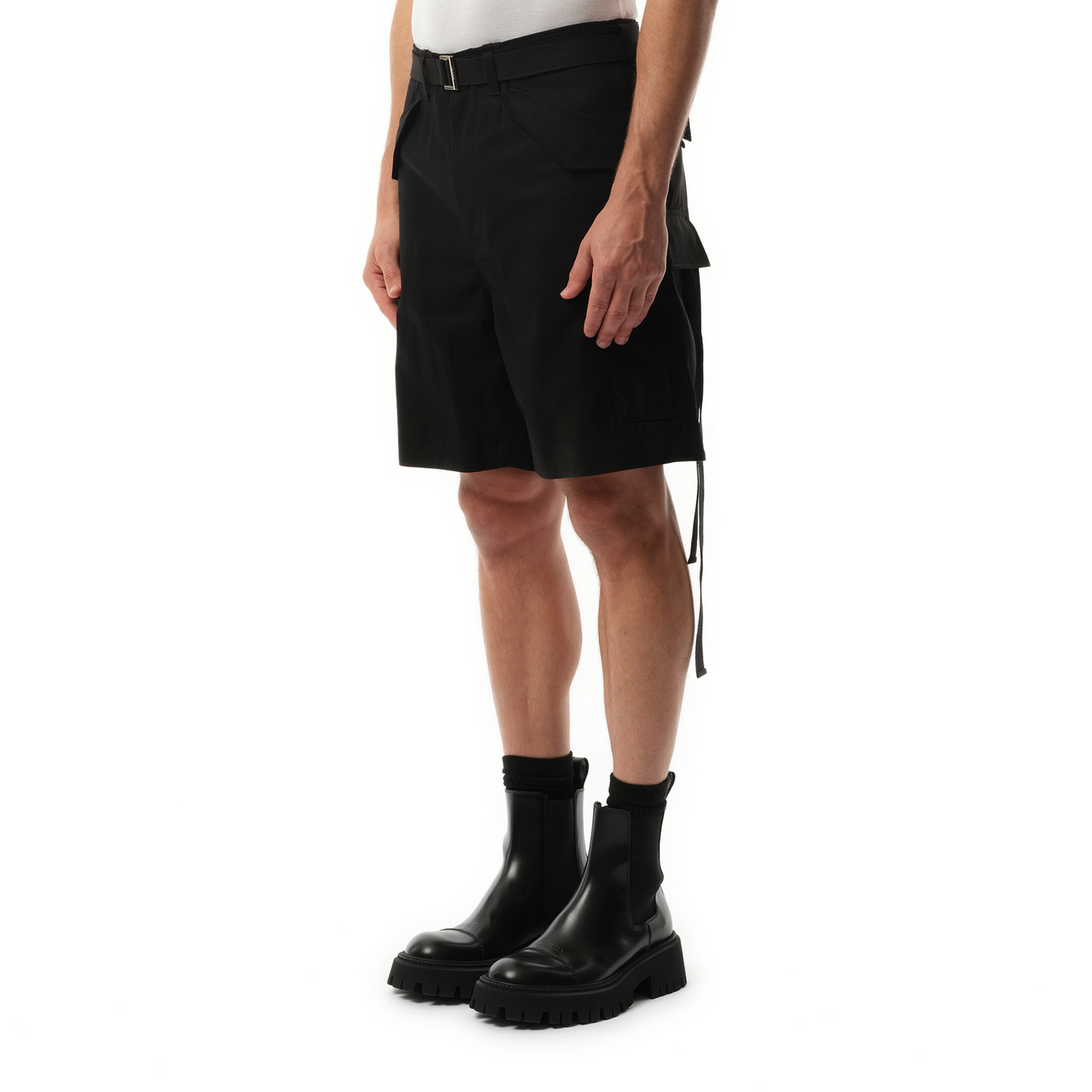 Cotton Twill Shorts in Black