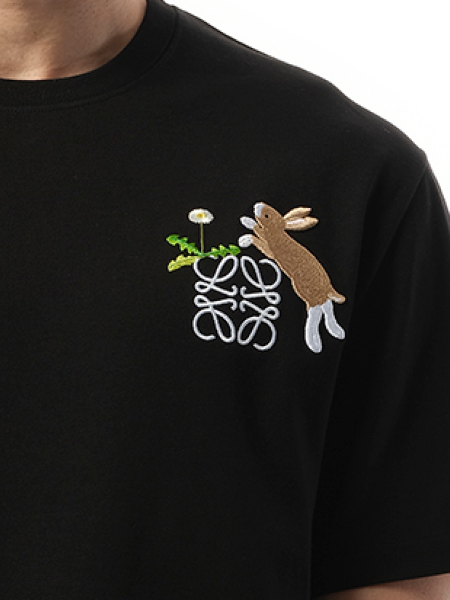 Loewe Suna Fujita Anagram Bunny T-Shirt in Black