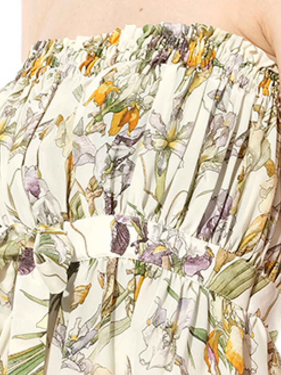 Iris Print Dress in Ivory