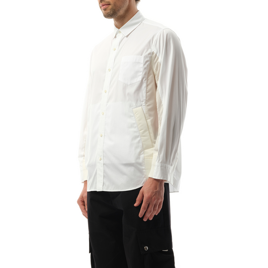 Cotton Poplin Nylon Shirt in Off White