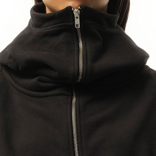 Cropped Full Zip Hoodie in Soot