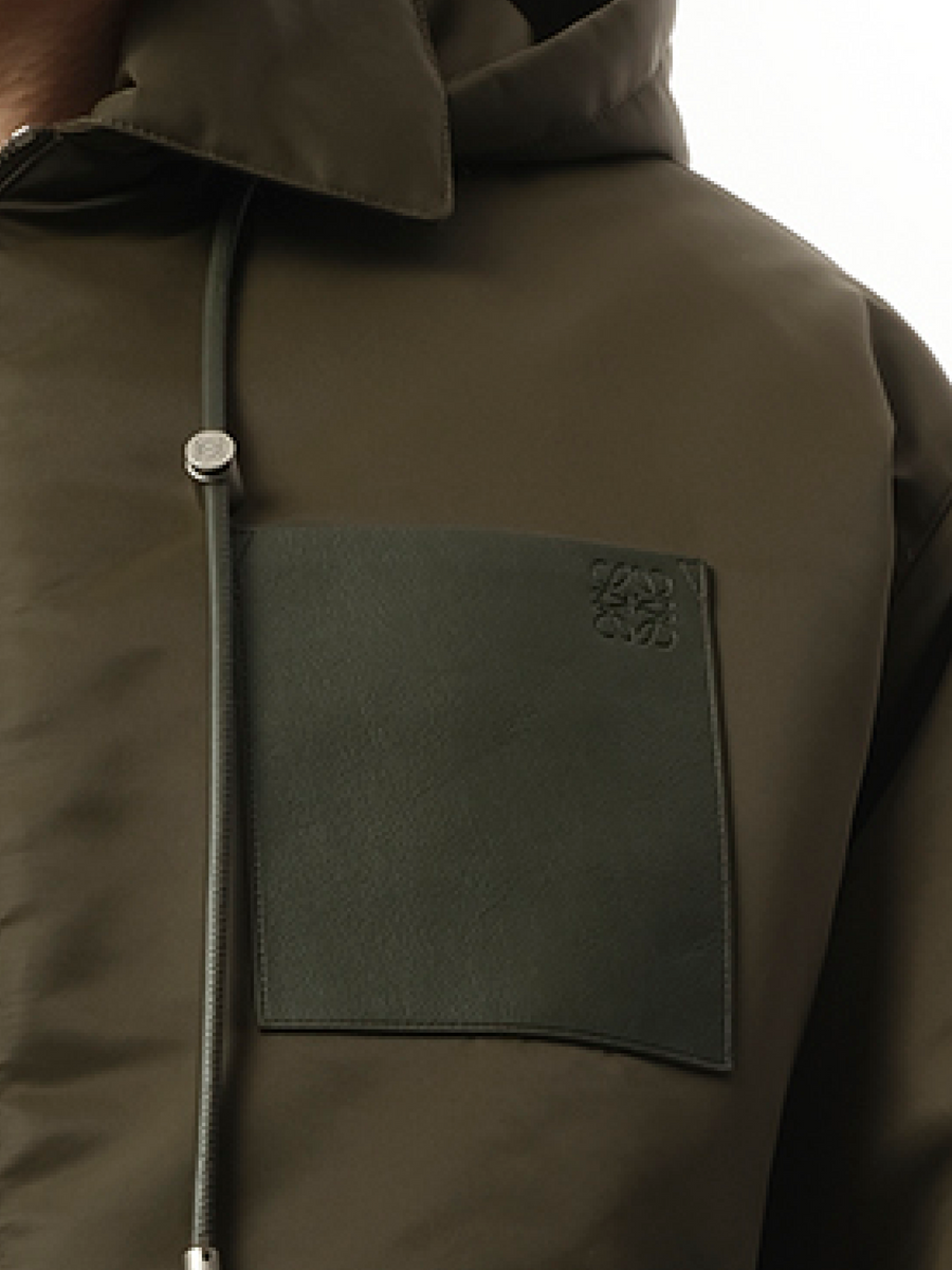 Loewe Padded Hood Jacket in Khaki Green