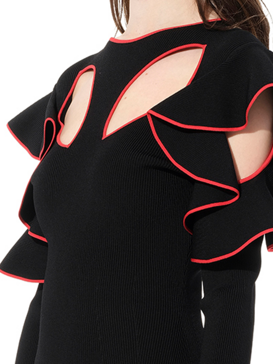Long Sleeve Knit Dress in Black
