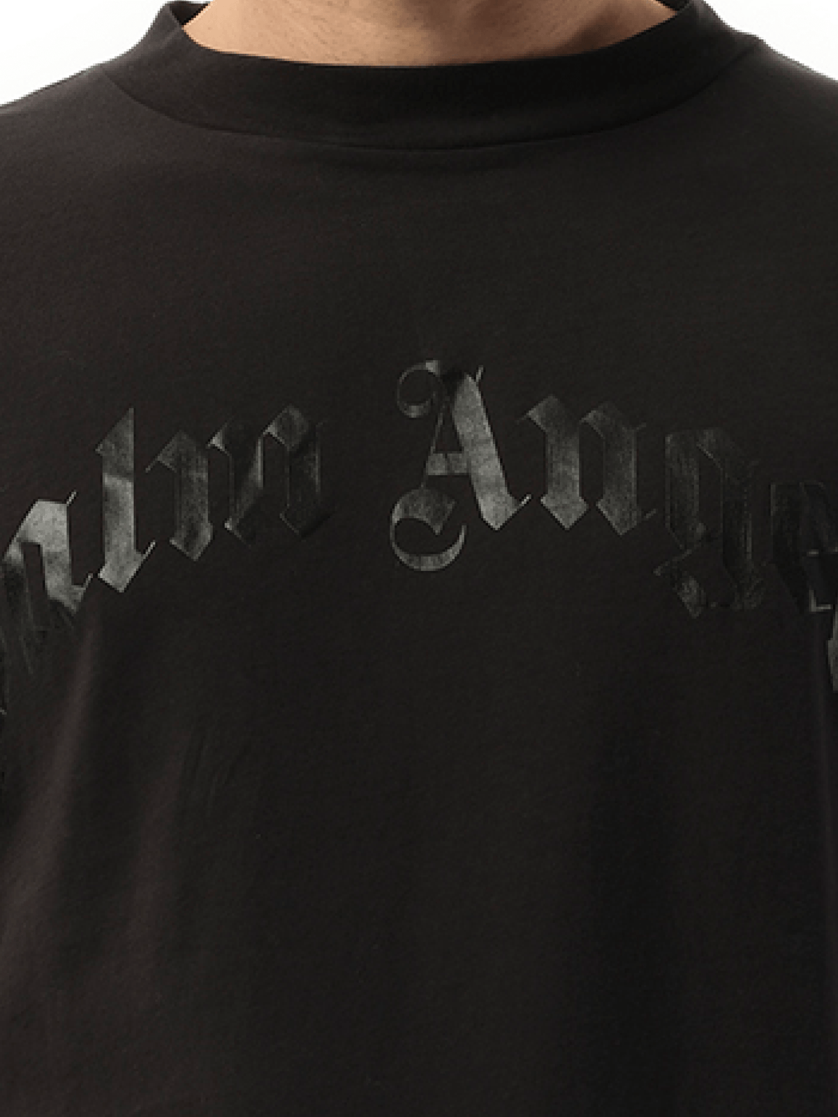 Palm Angels Curved Logo T-Shirt in Black