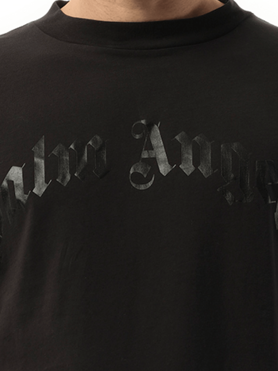Palm Angels Curved Logo T-Shirt in Black
