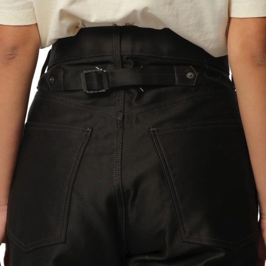 Cotton Satin 5 Pocket Pants in Black