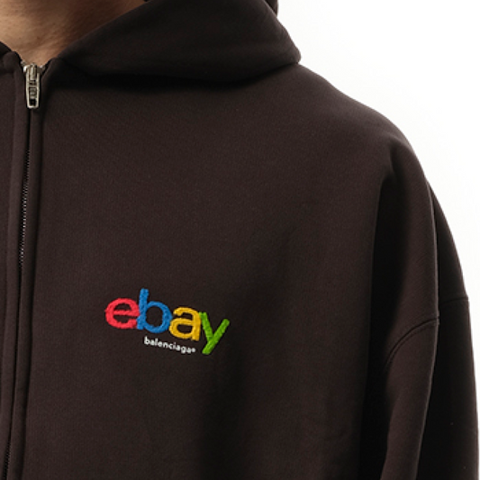 Ebay Zip-Up Hoodie in Washed Black