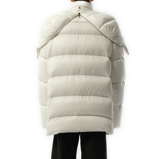 Rick Owens x Moncler Hooded Cyclopic Coat in Milk