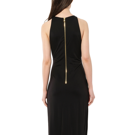 Balmain Sleeveless Coin Long Dress in Black