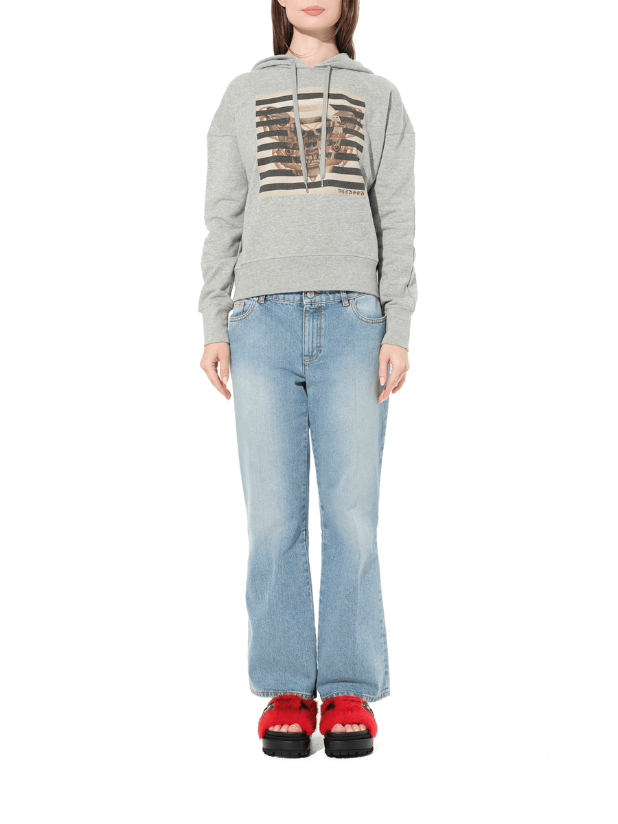Butterfly Skull Sweatshirt in Grey