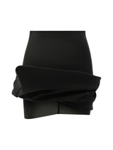 Denim Draped Mini Skirt in Black