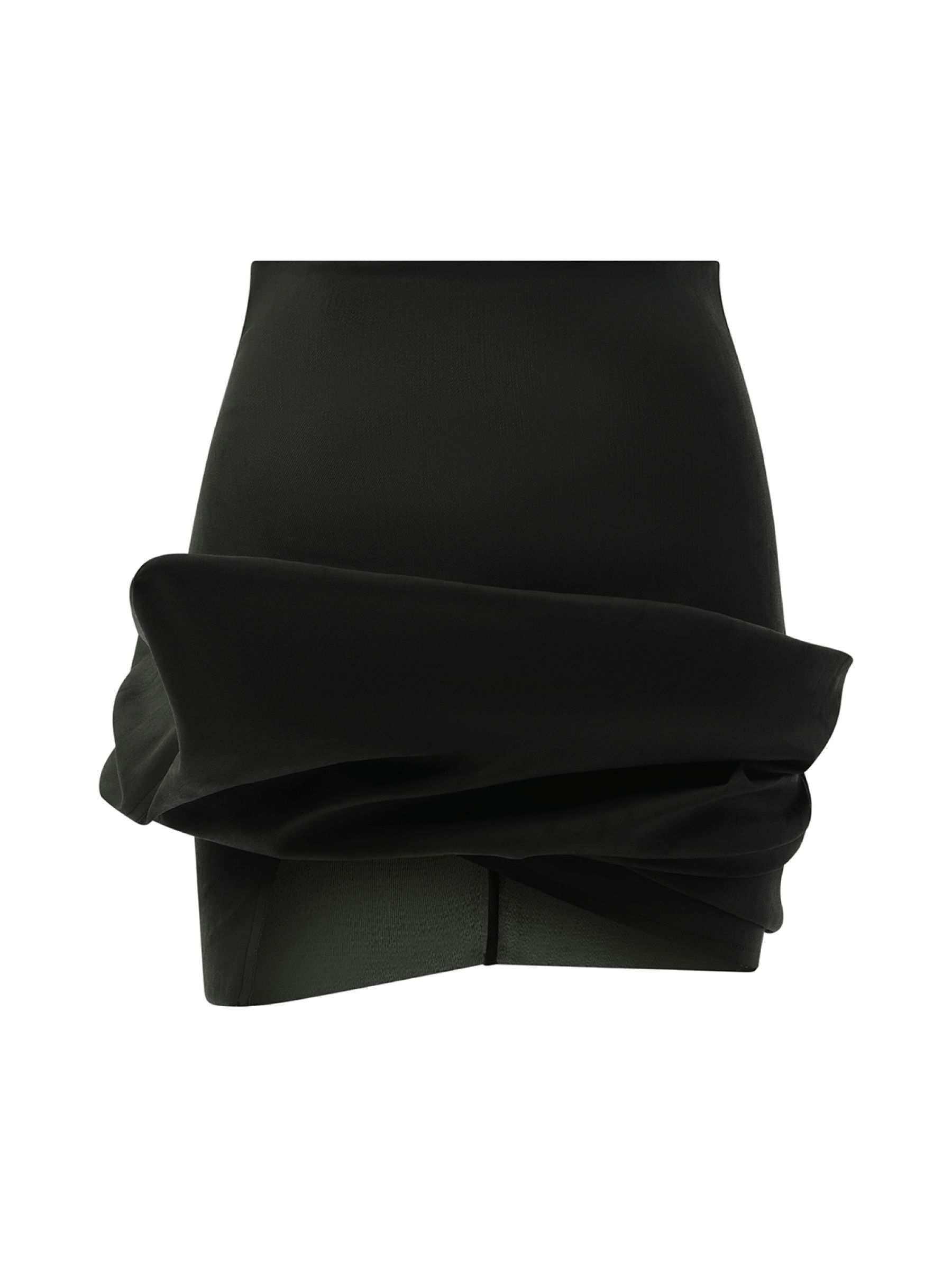 Denim Draped Mini Skirt in Black