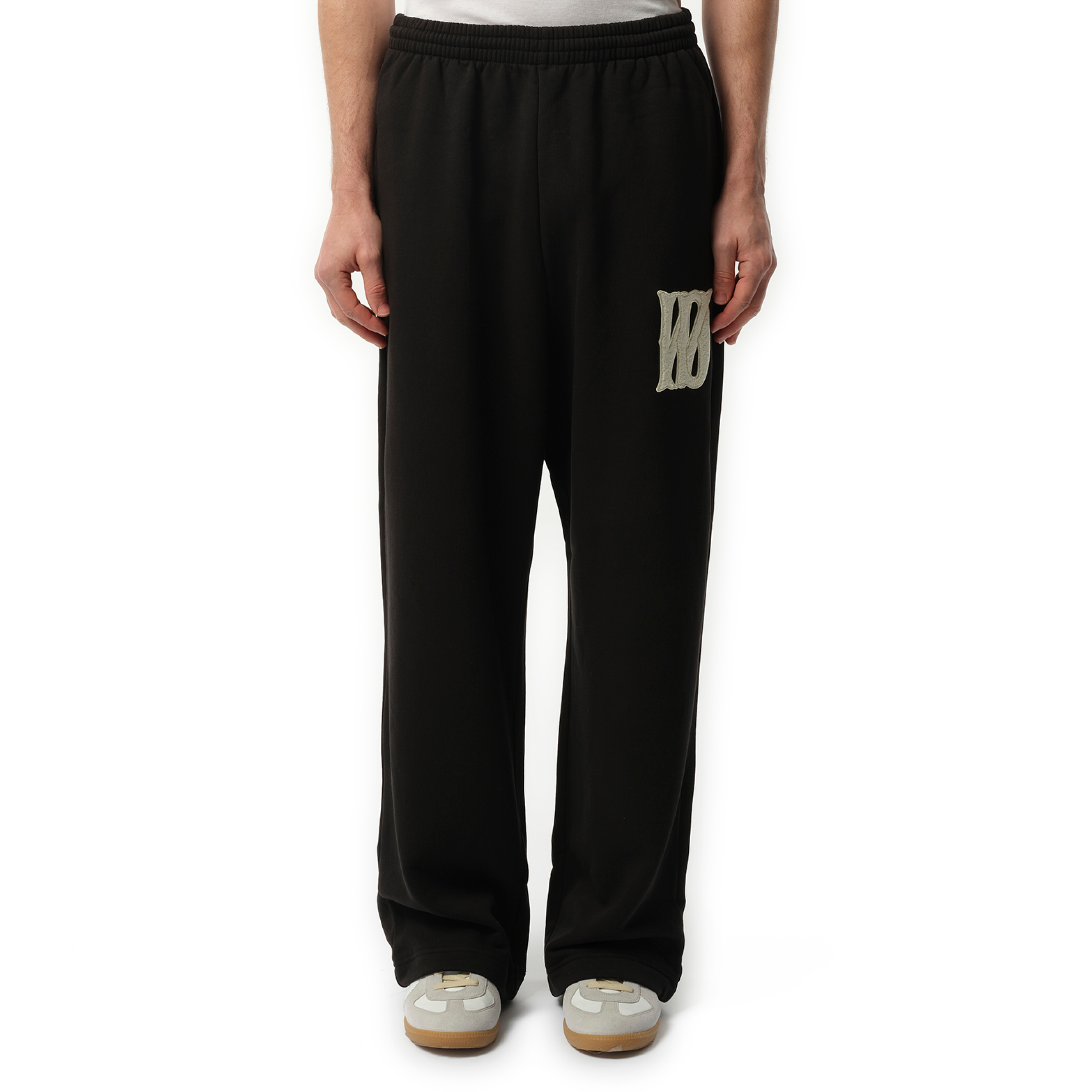 Boucle Letter Logo Wide Pants in Black