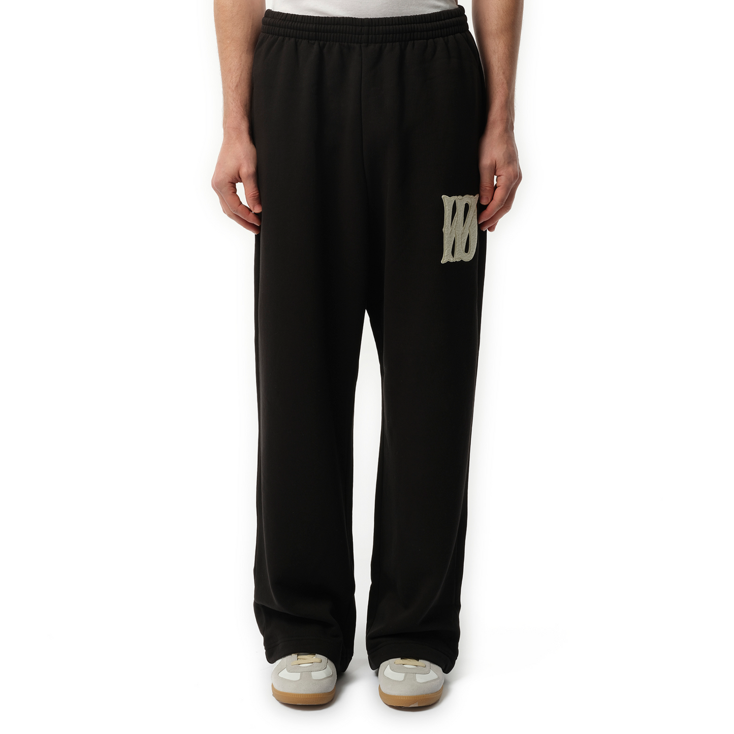 Boucle Letter Logo Wide Pants in Black