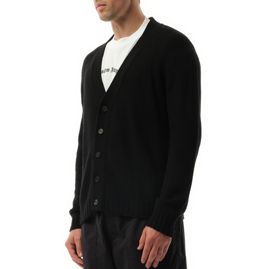 Curved Logo Cardigan in Black/Grey