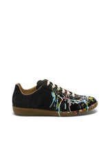 Replica Paint Splatter Sneaker in Black Side View | MAISON MARGIELA