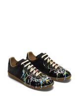 Replica Paint Splatter Sneaker in Black Front View | MAISON MARGIELA