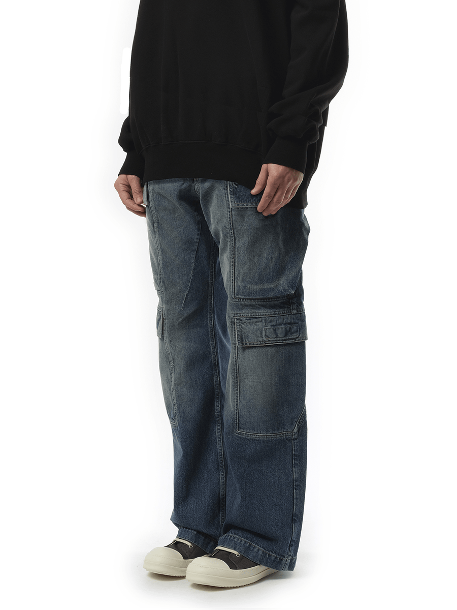 Rick Owens Drkshdw Double Cargo Jeans in Washed Indigo