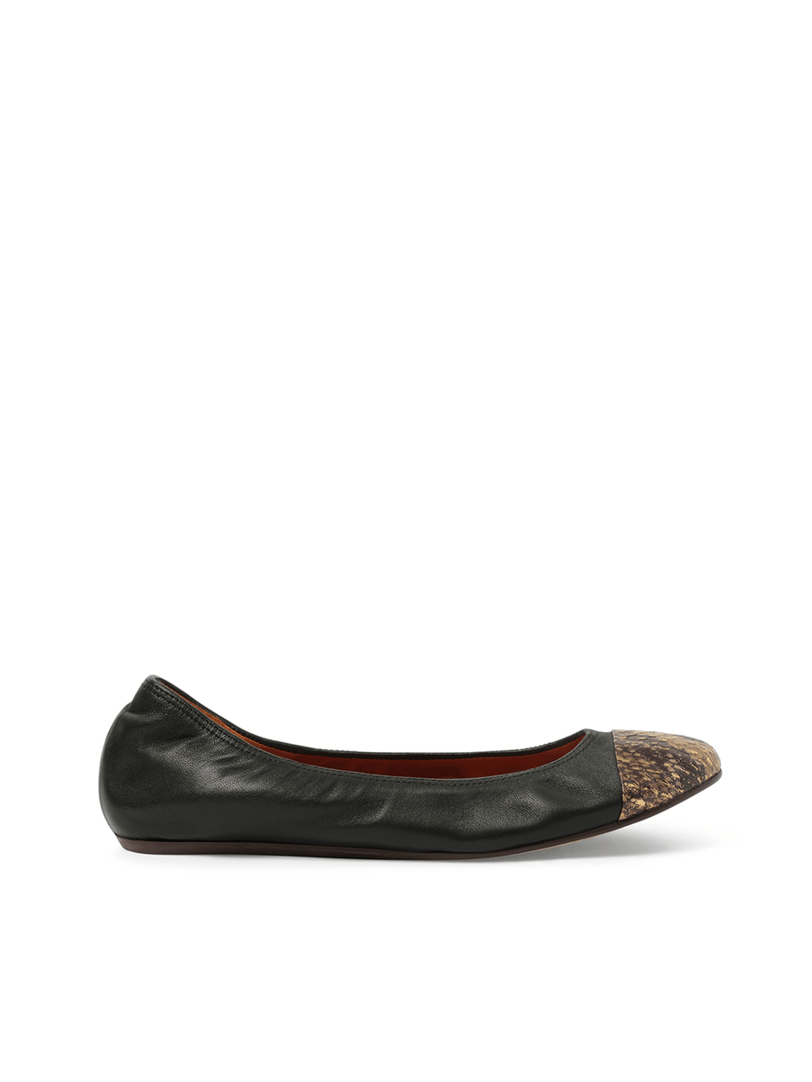 Captoe Ballerina in Black Side View | LANVIN