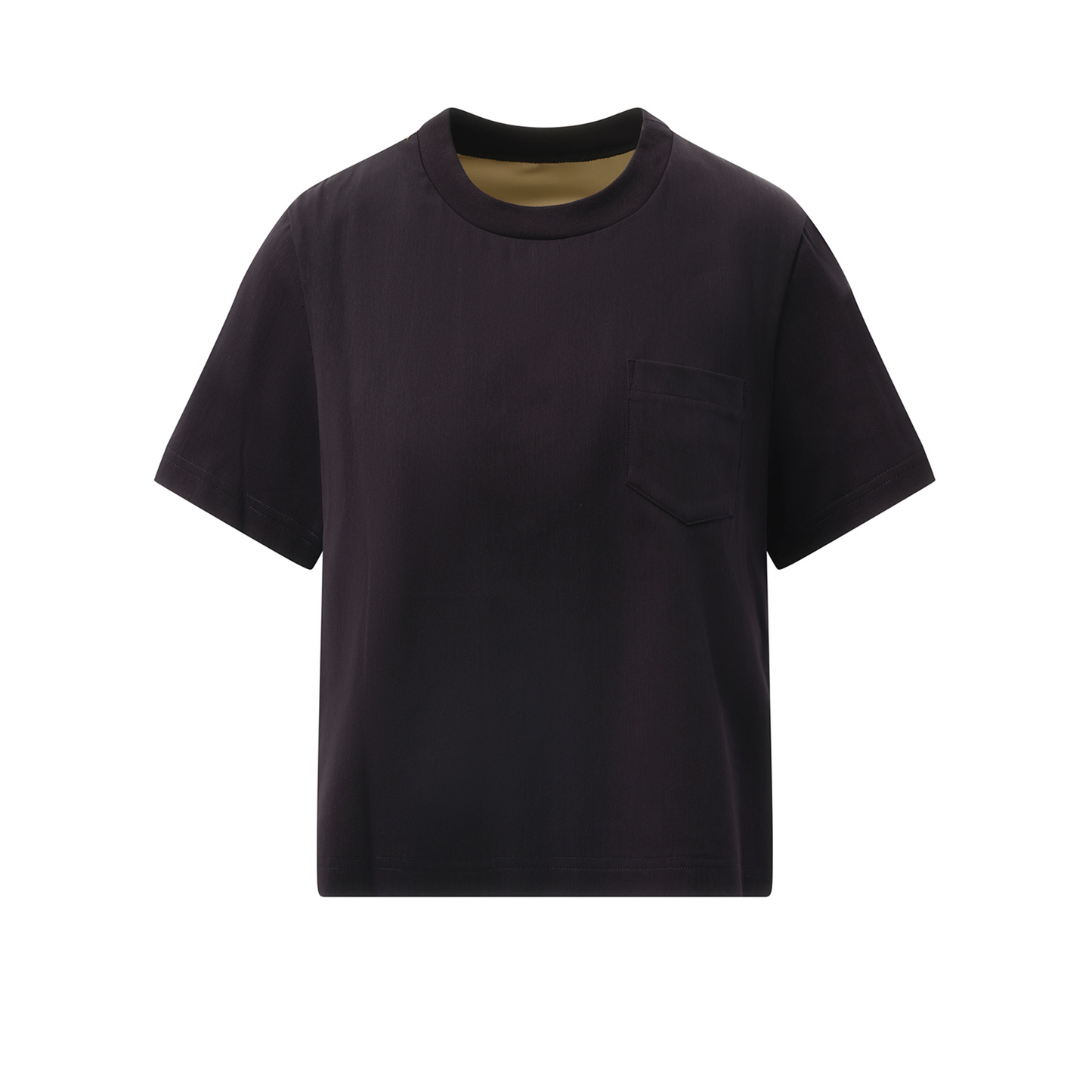 Nylon Twill Mix Cotton Jersey T-Shirt in Navy/Taupe