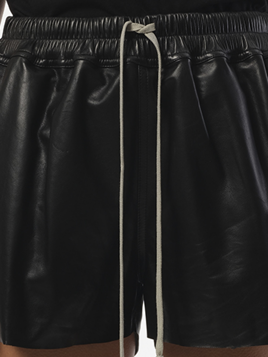 Rick Owens Leather Short Boxers in Black