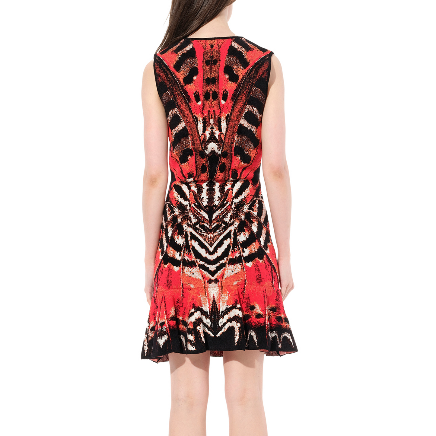 Butterfly Jacquard Dress in Red