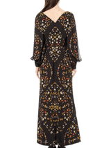 Long Sleeve Silk Dress in Black