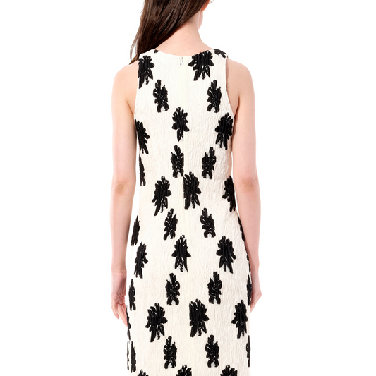 Cloque Silk Dress in White/Black