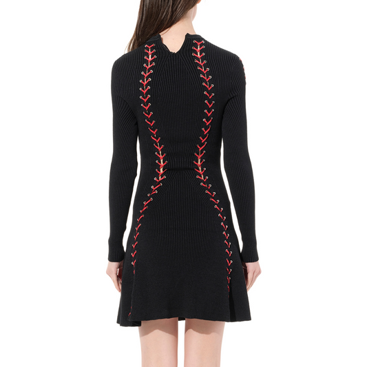 Knit Dress in Black/Red