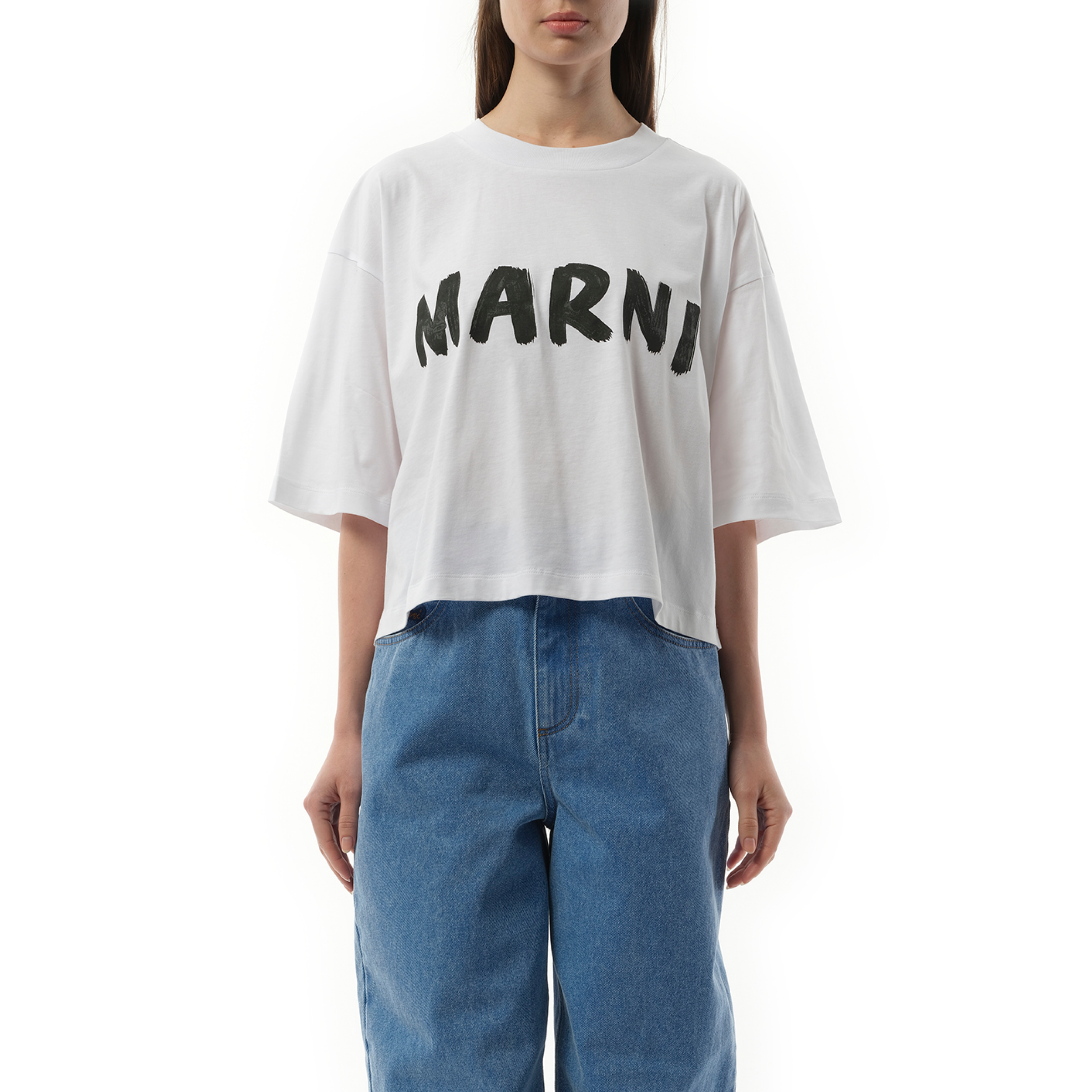 Cropped Logo T-Shirt in Lily White