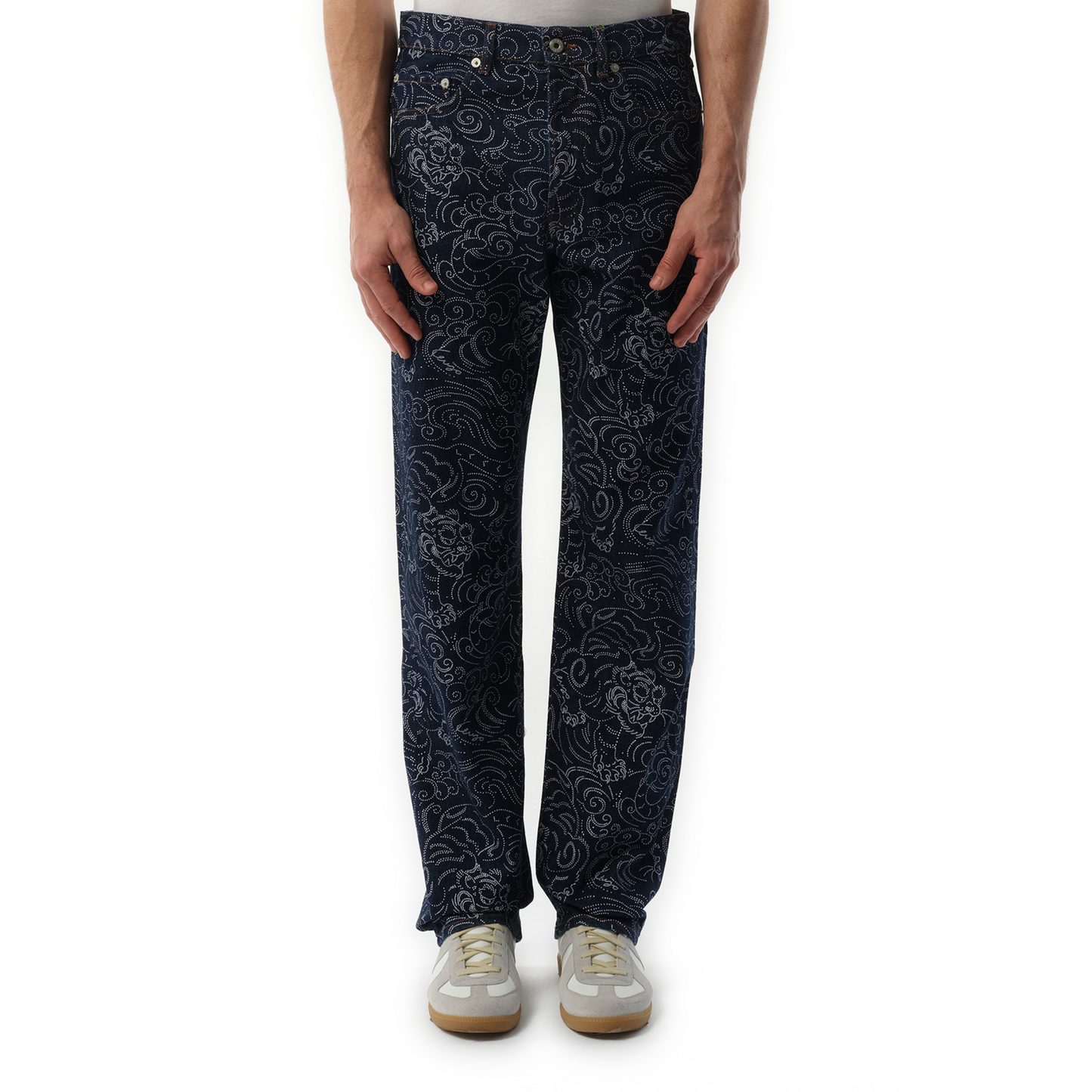 Asagao Tiger Straight Fit Jeans in Blue