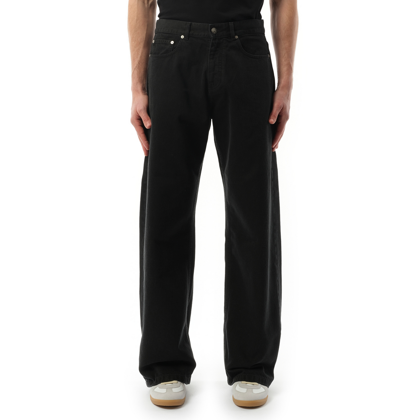 Monogram Loose Denim Pants in Black/Black