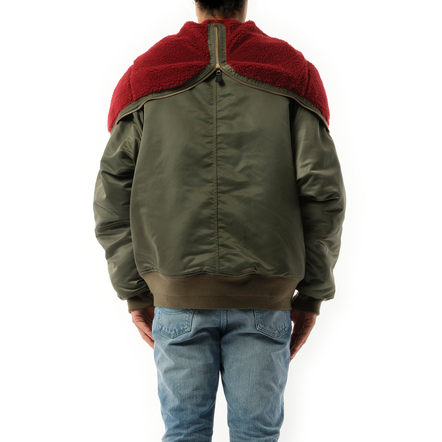 Petal Mouth Hood Bomber Jacket in Khaki