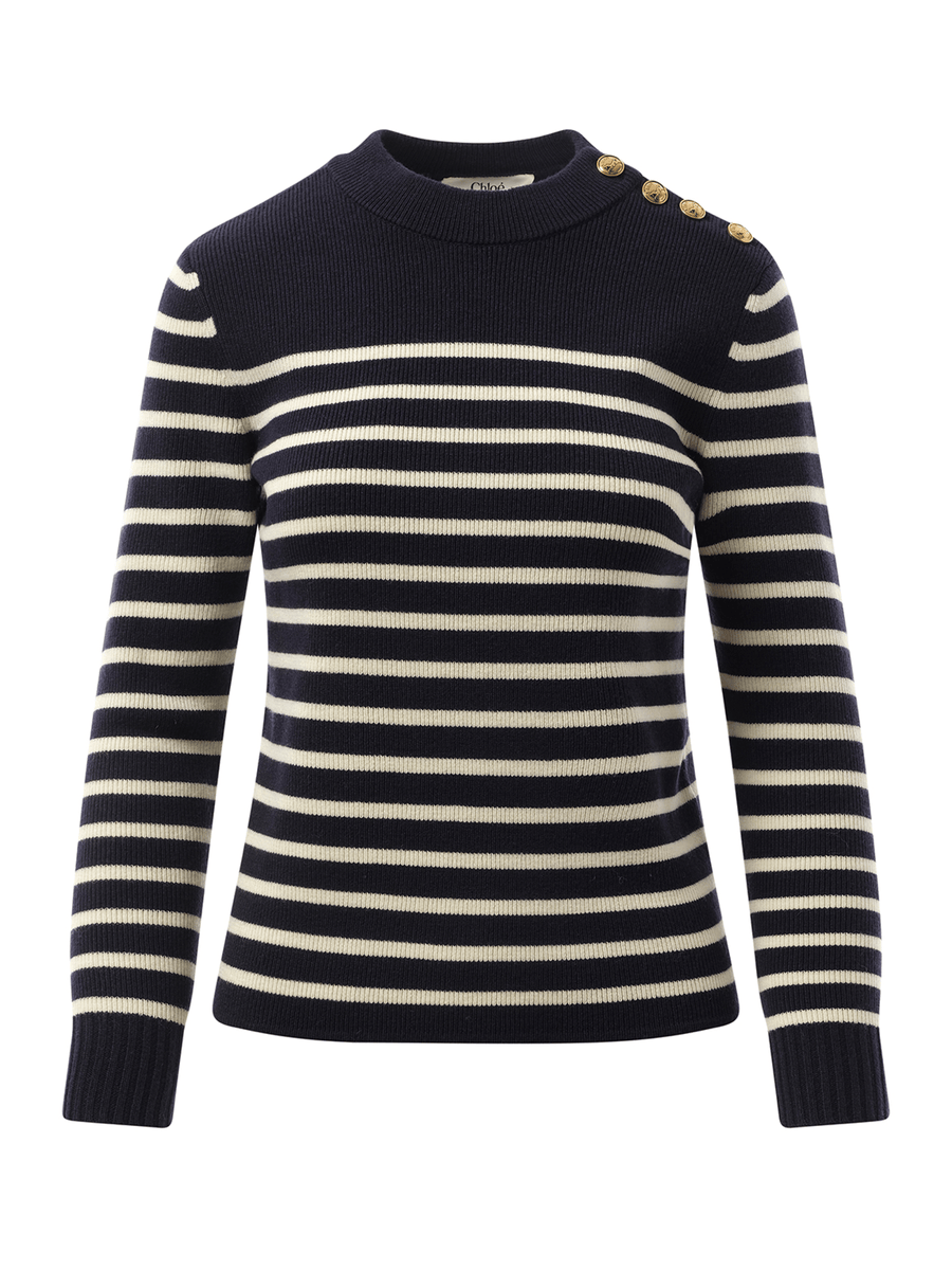 Chloe Chloe Mariniere Sweater in Blue/White