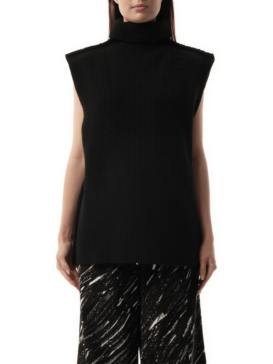 Sleeveless Turtleneck Sweater in Black