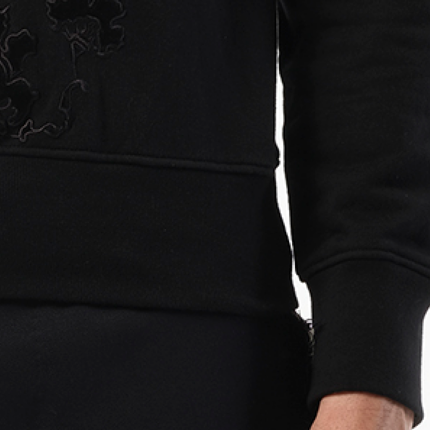 Velvet Embroidered Sweatshirt in Black