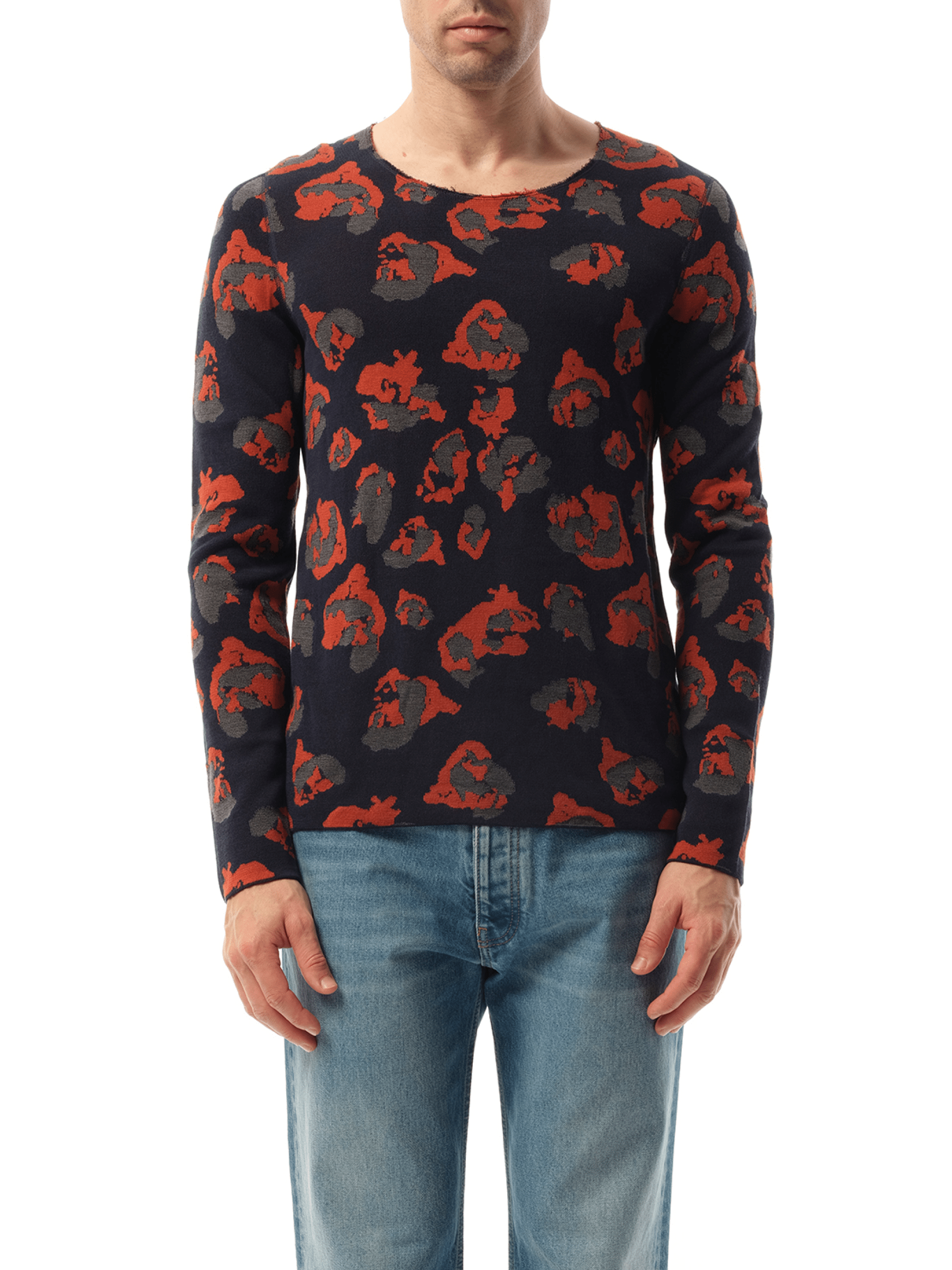 Leopard Jacq Raw Sweatshirter in Navy