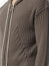 Rick Owens Zipped Knit Hoodie in Dust