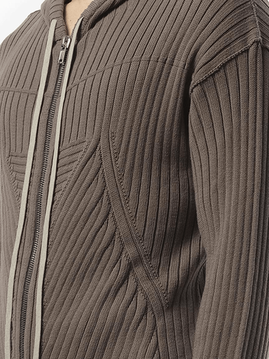 Rick Owens Zipped Knit Hoodie in Dust
