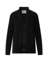 Sacai Cotton Knit x Cotton Poplin Cardigan in Black