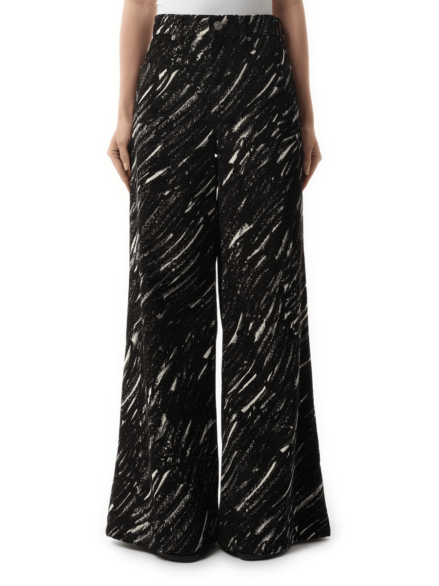 Crayon Flock Stretch Denim Pants in Black