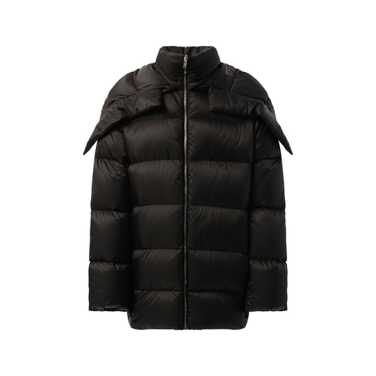 Rick Owens x Moncler Hooded Cyclopic Coat in Black